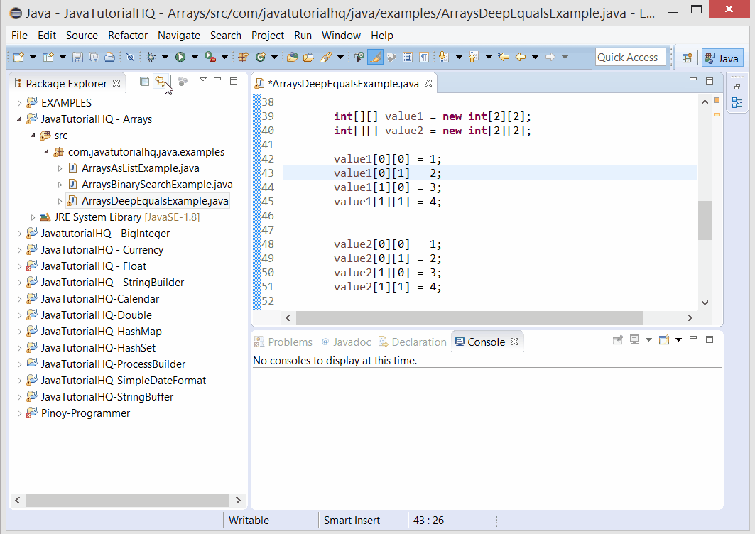 Java Arrays method example