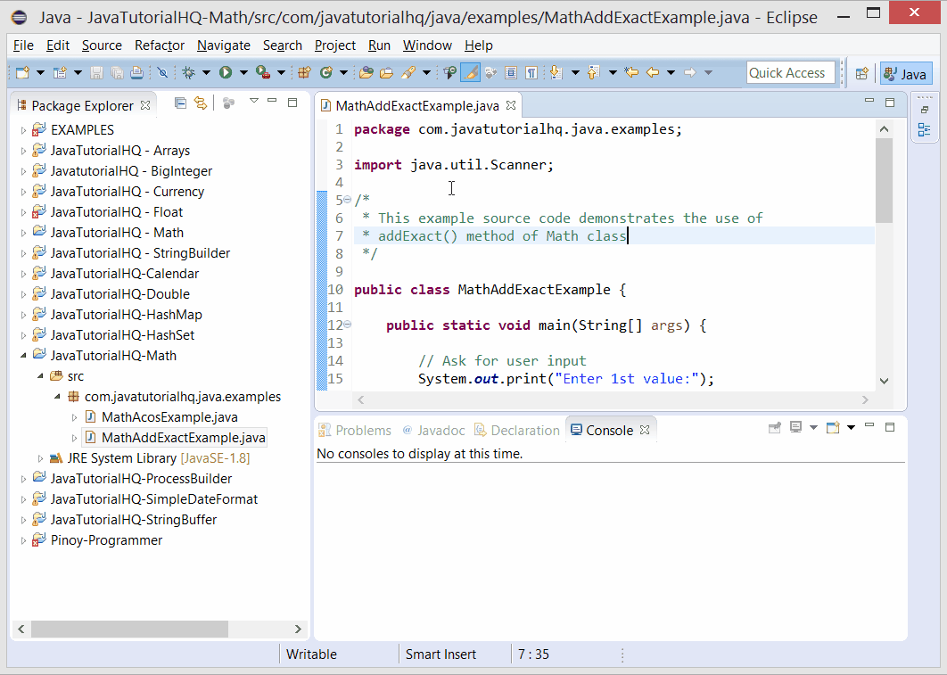Java Math AddExact int X Int Y Method Example