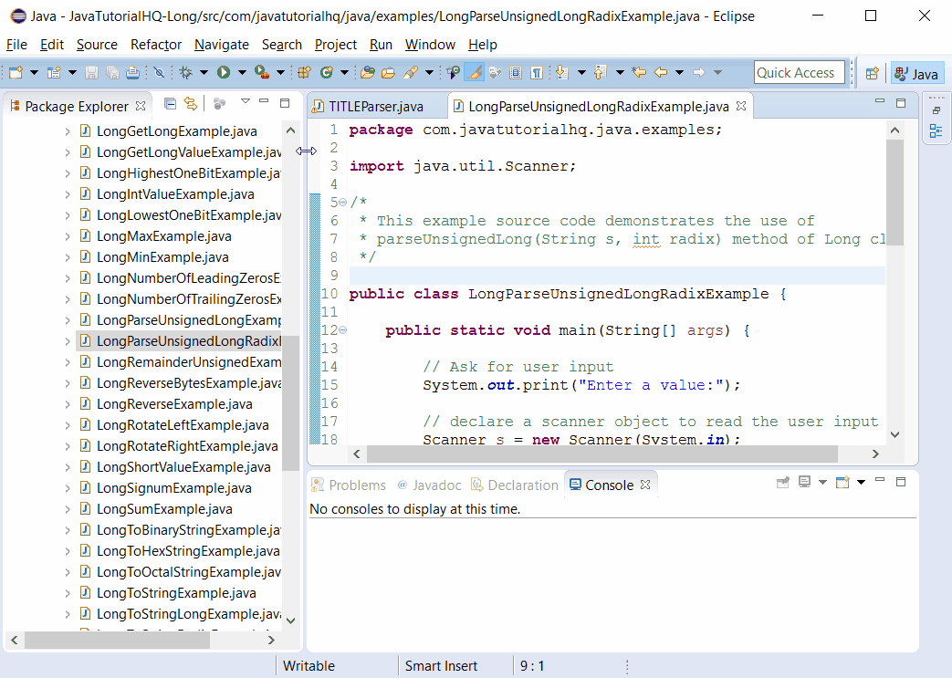 Java Long ParseUnsignedLong String S Int Radix Method Example
