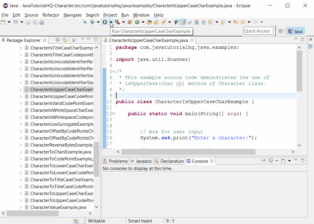 Java Character IsUpperCase char Ch Method Example