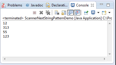 java scanner next(pattern) method example