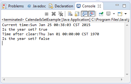 Calendar isSet(int field) method example