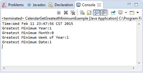 Calendar getGreatestMinimum(int field) method example