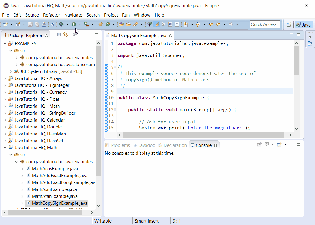 Java Math Copysign Method Example