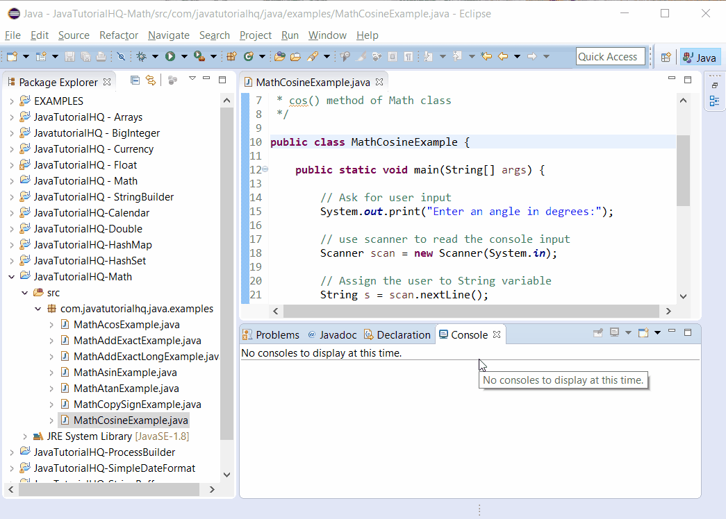 Java Math Cos Method Example