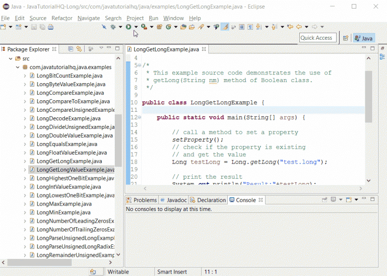Java Long getLong(String nm) example output - Java Tutorial HQ